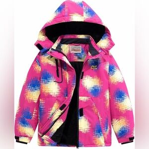 WULFUL Girl's Waterproof Ski Jacket Warm Fleece Hooded Size 8